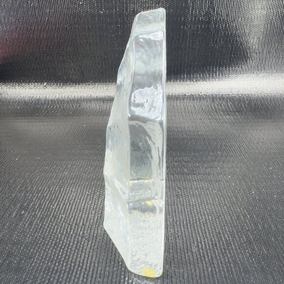 Ice Block Paperweight Thick Heavy Viking Sailing Boat Etched Glass Figure VTG - Picture 7 of 9